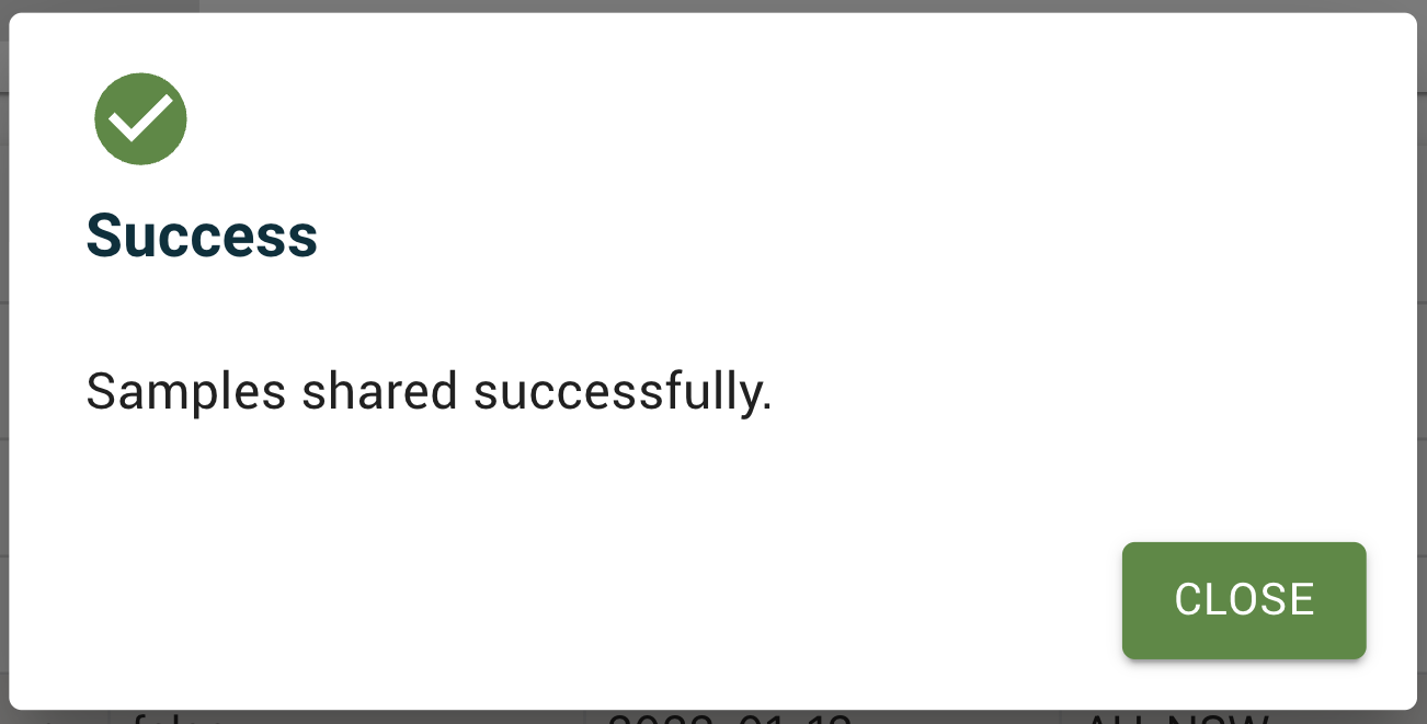 Sample sharing outcome screenshot