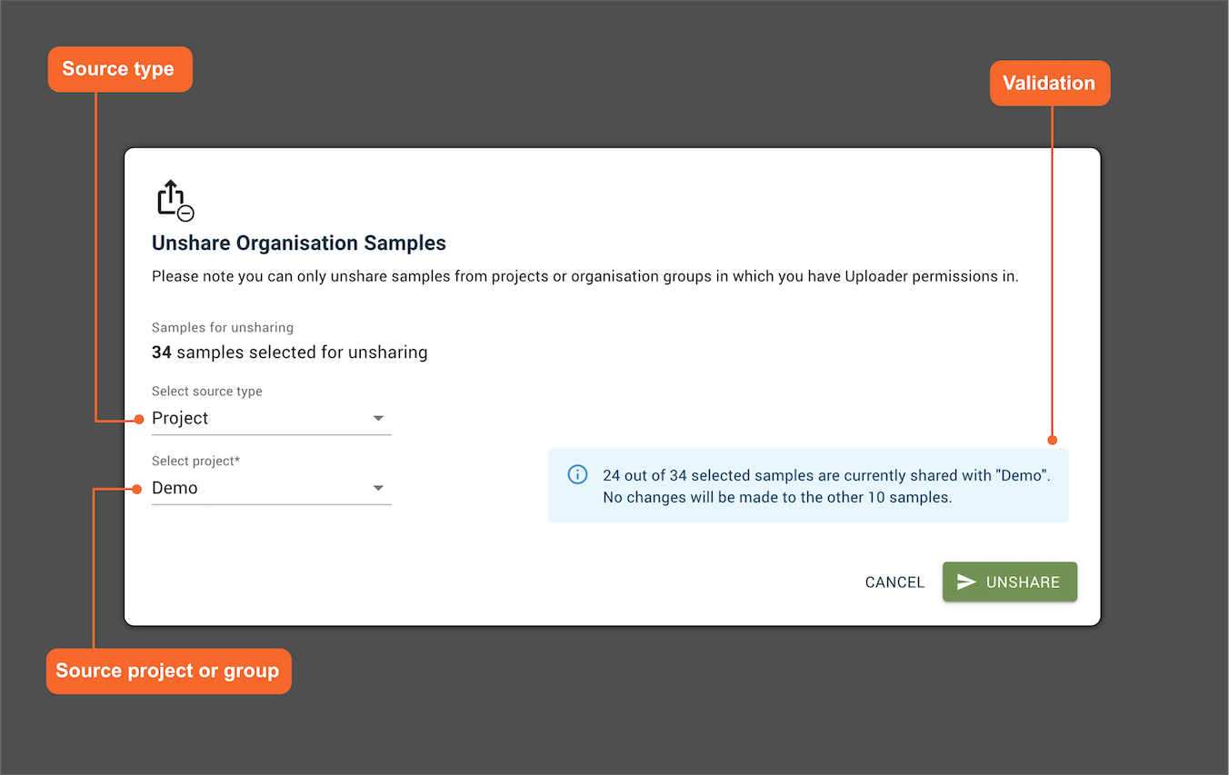 Sample sharing screenshot